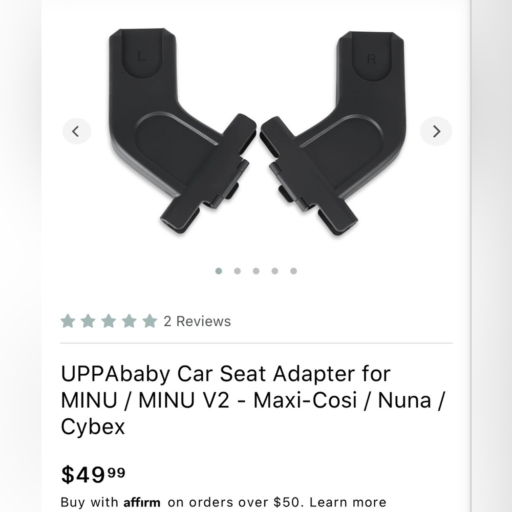 Uppababy Car Seat Adapter Minu/MinuV2 for Nuna, Maxi Cosi, and Cybex